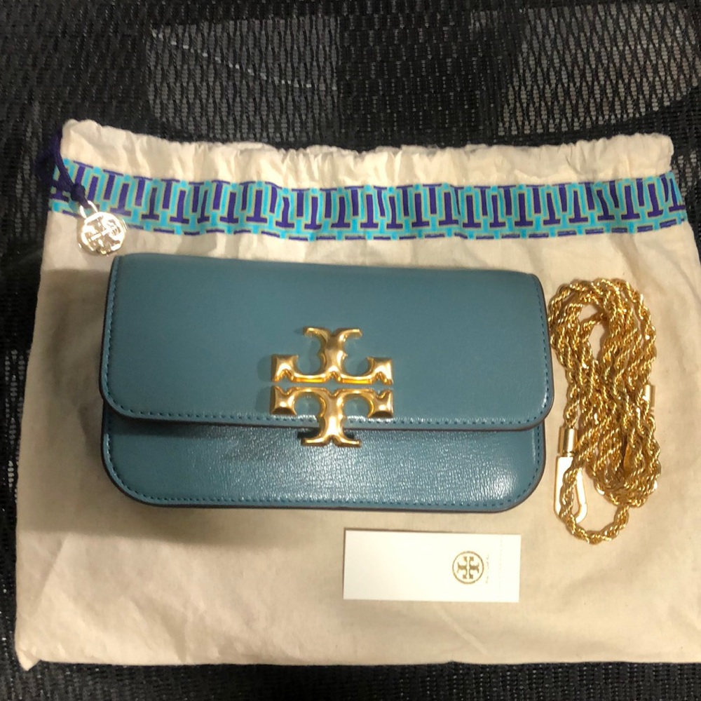 Tory Burch | Eleanor Leather Phone Crossbody/Clutch Bag in Brisk Blue
